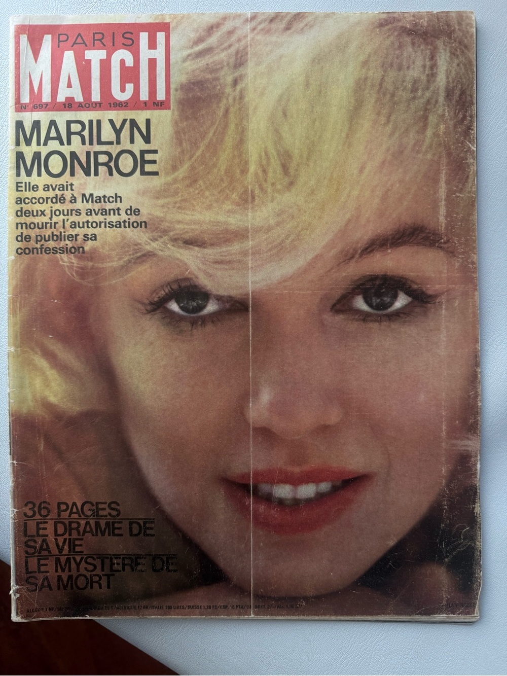 Paris Match 697 Mort Marilyn Monroe
